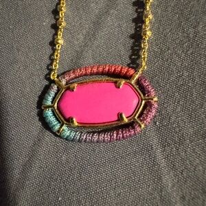Vibrant Pink and Gold Pendant Necklace Kendra Scott Elisa